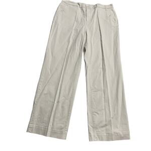 Coldwater Creek Wide Leg Khaki Pants Womens Size 12 Flat Front Beige Stretch